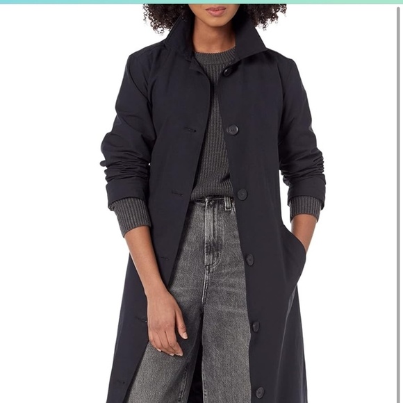 NWT Amazon black trench coat with belt - Picture 1 of 3